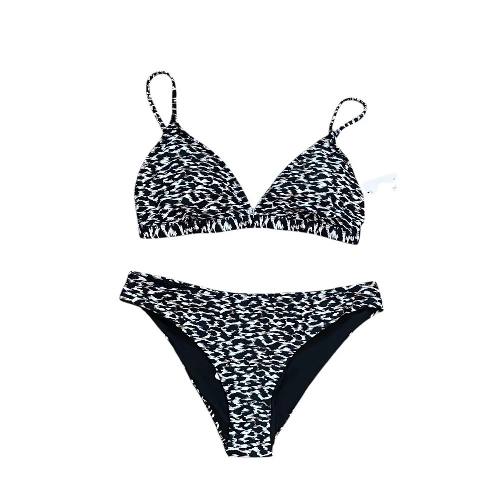 NWT Demi's Swimwear Leopard Animal Print Triangle Cheeky Bikini Size XL